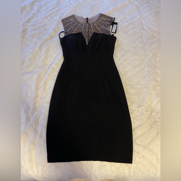 Betsy & Adam Black Embellished Dress Sz 6 - Picture 2 of 8